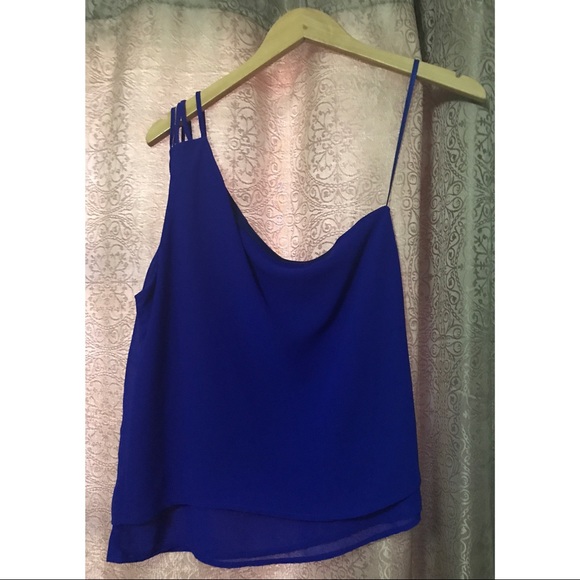 Monteau One Sleeve Royal Blue Top Size Medium - Picture 2 of 6